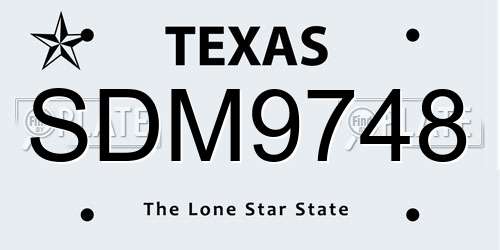 SDM9748 Texas License Plate
