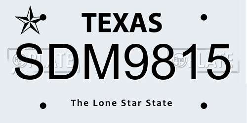 SDM9815 Texas License Plate