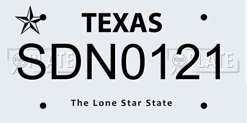 SDN0121 Texas License Plate