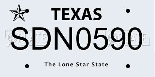 SDN0590 Texas License Plate