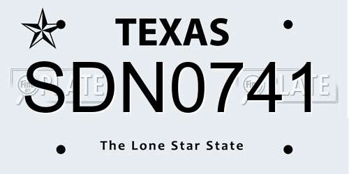 SDN0741 Texas License Plate