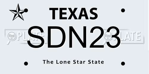 SDN23 Texas License Plate