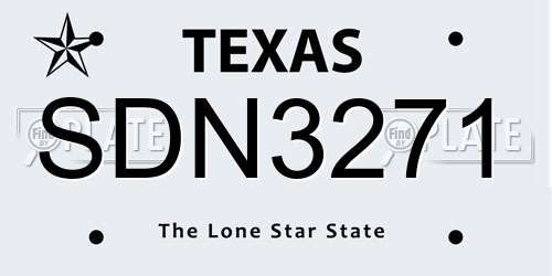 SDN3271 Texas License Plate