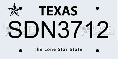 SDN3712 Texas License Plate