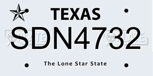 SDN4732 Texas License Plate