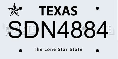 SDN4884 Texas License Plate