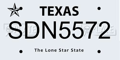 SDN5572 Texas License Plate
