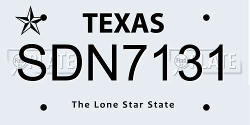 SDN7131 Texas License Plate