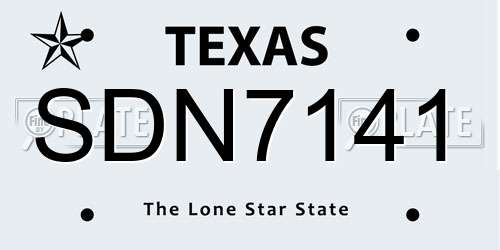SDN7141 Texas License Plate