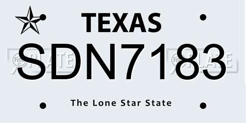 SDN7183 Texas License Plate