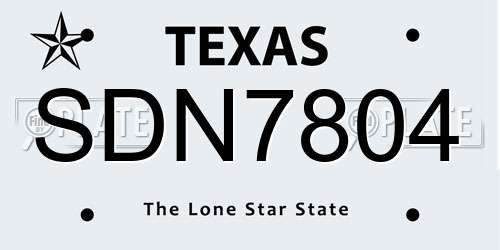 SDN7804 Texas License Plate