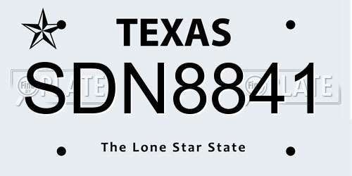 SDN8841 Texas License Plate