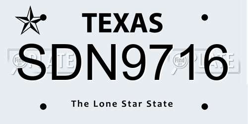SDN9716 Texas License Plate