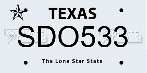 SDO533 Texas License Plate