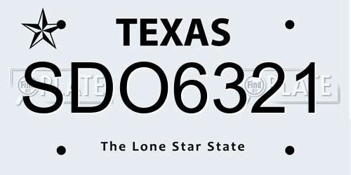 SDO6321 Texas License Plate