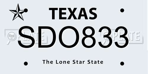 SDO833 Texas License Plate