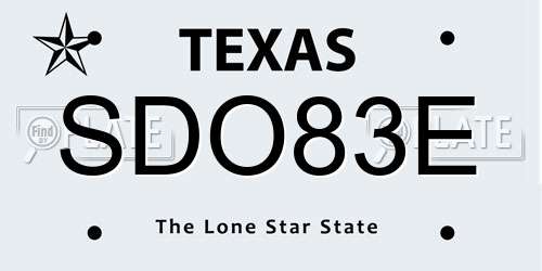 SDO83E Texas License Plate