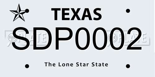 SDP0002 Texas License Plate