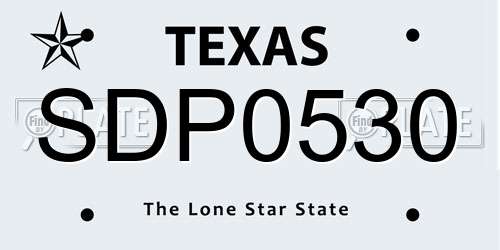 SDP0530 Texas License Plate