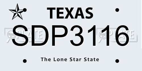 SDP3116 Texas License Plate