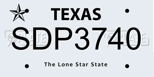 SDP3740 Texas License Plate