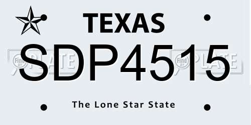 SDP4515 Texas License Plate