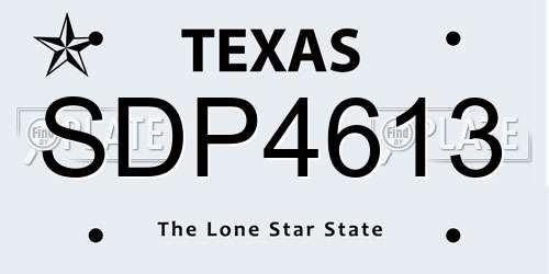 SDP4613 Texas License Plate