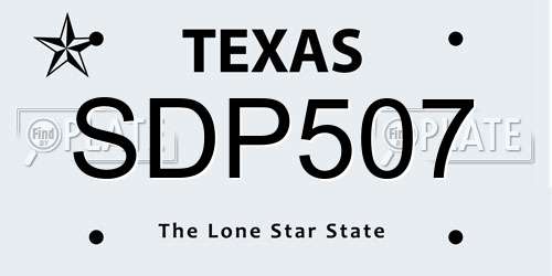 SDP507 Texas License Plate