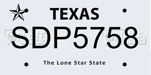 SDP5758 Texas License Plate