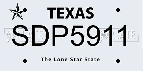 SDP5911 Texas License Plate