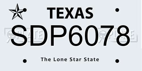 SDP6078 Texas License Plate
