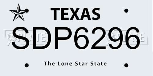 SDP6296 Texas License Plate