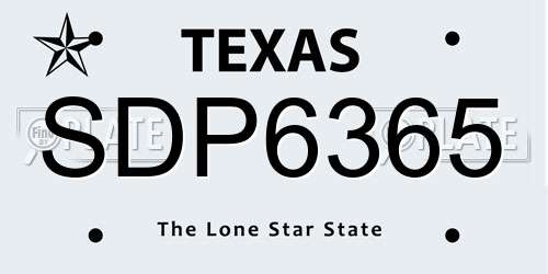 SDP6365 Texas License Plate