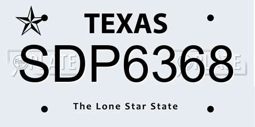 SDP6368 Texas License Plate