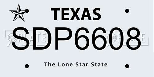 SDP6608 Texas License Plate
