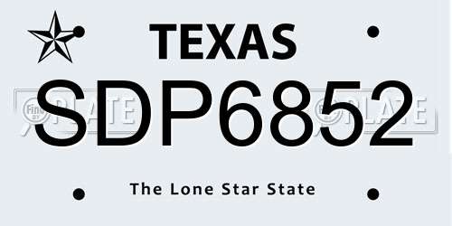 SDP6852 Texas License Plate