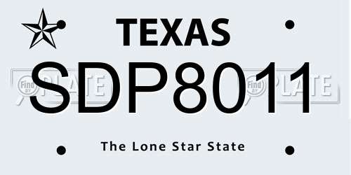 SDP8011 Texas License Plate