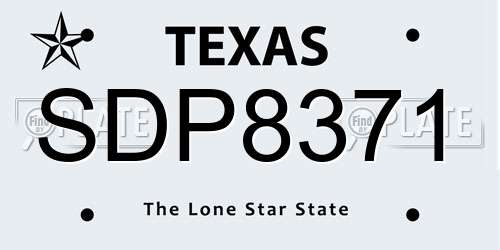 SDP8371 Texas License Plate