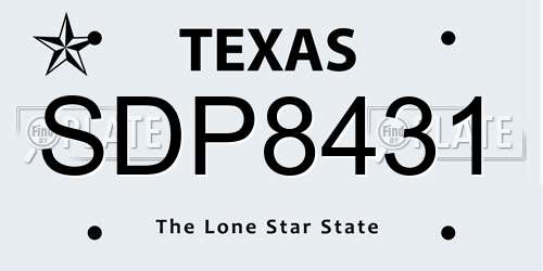 SDP8431 Texas License Plate