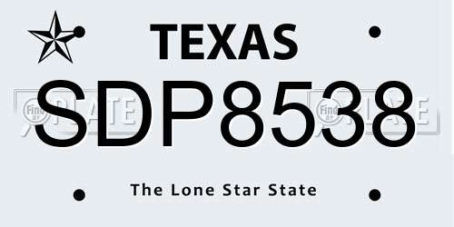 SDP8538 Texas License Plate