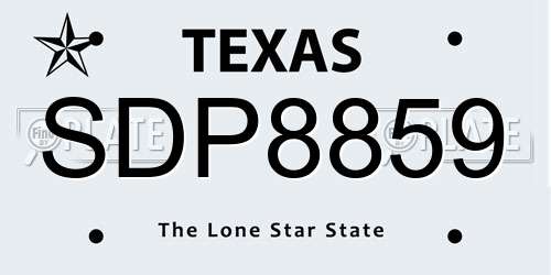SDP8859 Texas License Plate
