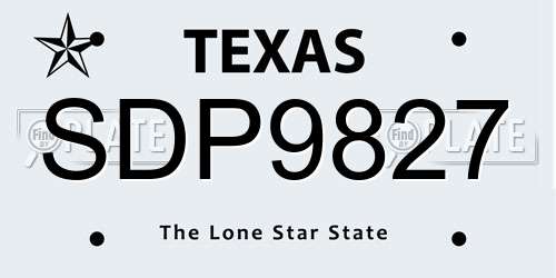 SDP9827 Texas License Plate