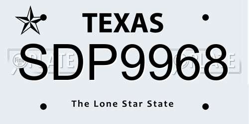 SDP9968 Texas License Plate