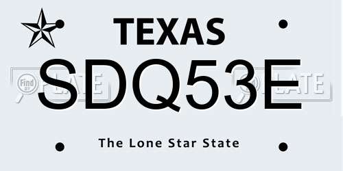 SDQ53E Texas License Plate