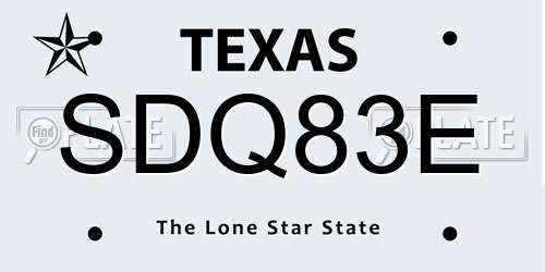 SDQ83E Texas License Plate