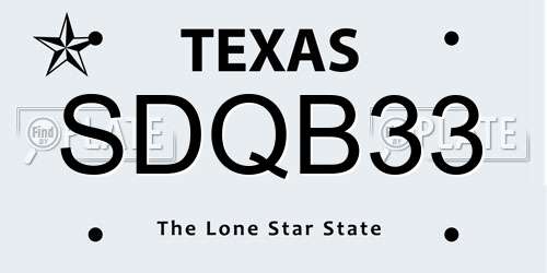 SDQB33 Texas License Plate