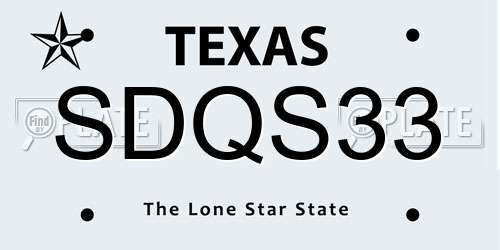 SDQS33 Texas License Plate