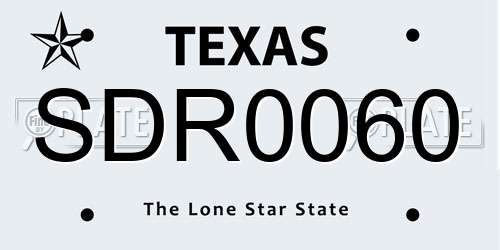 SDR0060 Texas License Plate