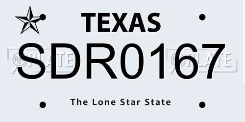 SDR0167 Texas License Plate