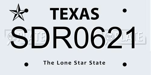 SDR0621 Texas License Plate